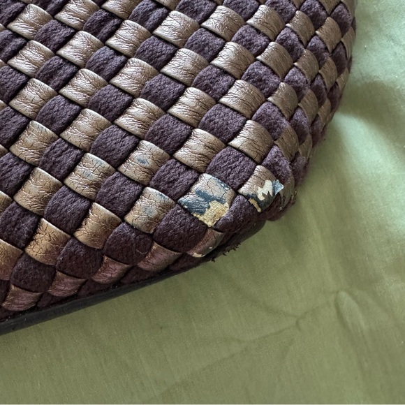 Banana Republic Tangiers Woven Leather Large Tote Bag Brown Bronze - Picture 3 of 10